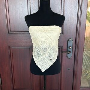 Free people lace strapless, backless, beautiful, top, medium ivory